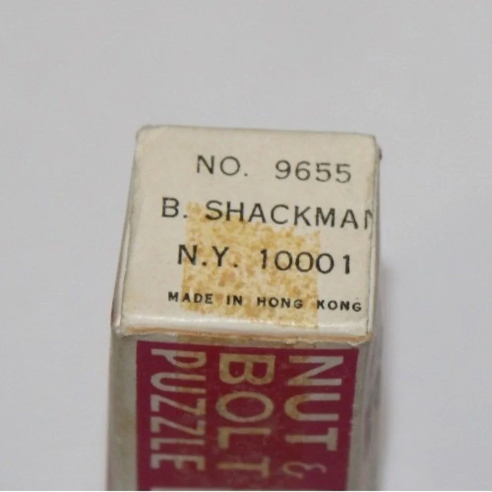 vintage Nut & Bolt Puzzle B. Shackman No. 9655 in box Made in Hong Kong